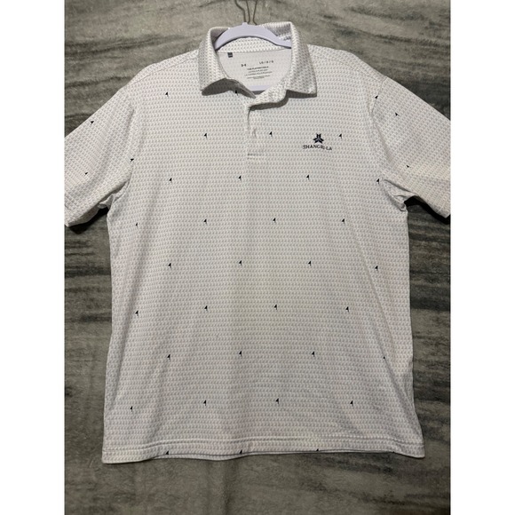 Under Armour Other - Under Armour Mens Playoff Polo Shirt White‎ Grey Geometric UM0921 Large
